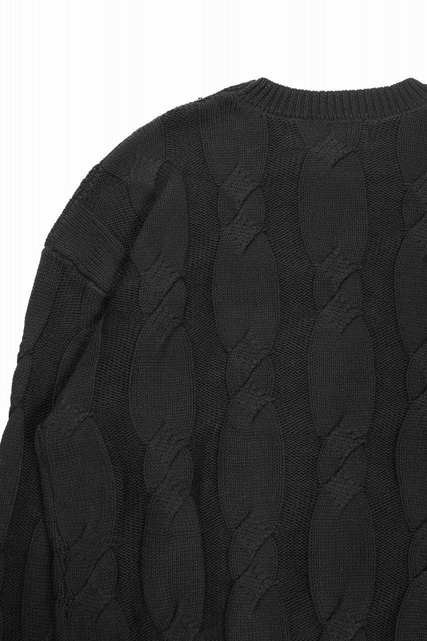 A.F ARTEFACT CABLE KNIT PULLOVER / RELAX FIT (BLACK) - Image 7