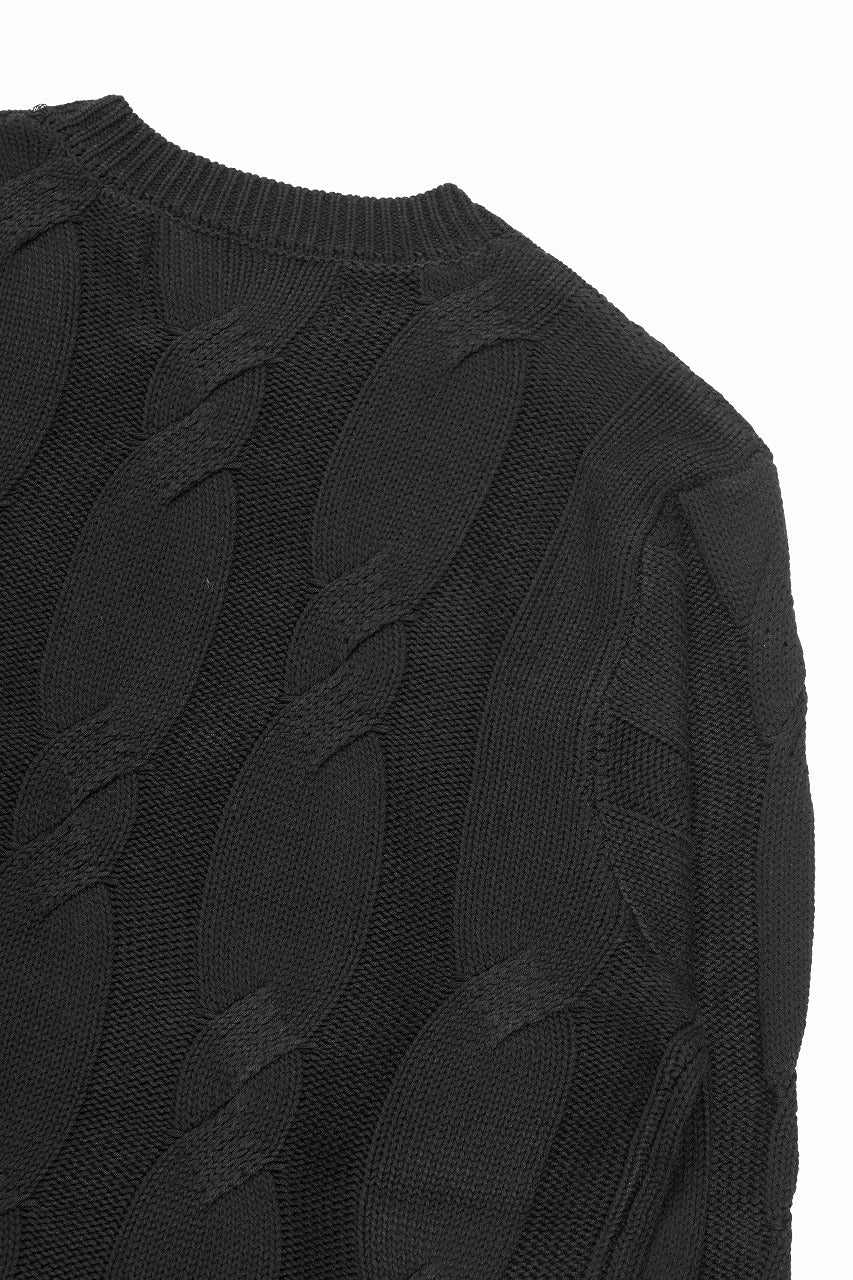 A.F ARTEFACT CABLE KNIT PULLOVER / RELAX FIT (BLACK) - Image 8