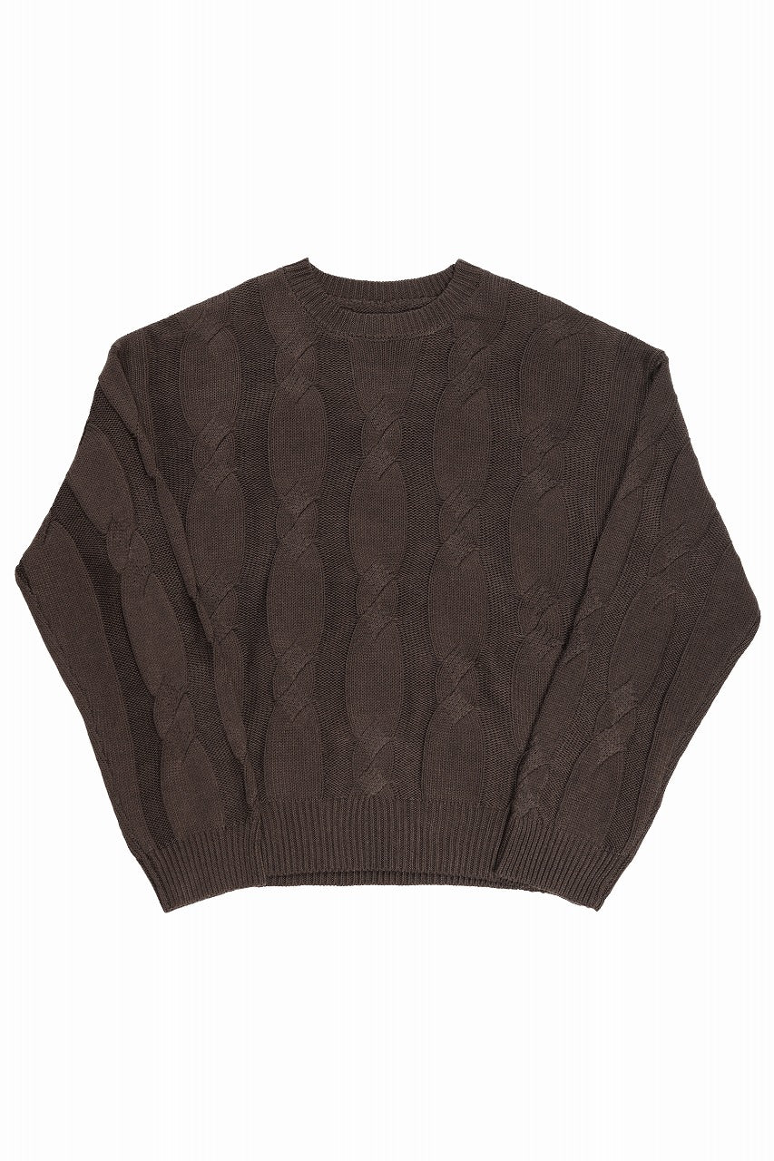 A.F ARTEFACT CABLE KNIT PULLOVER / RELAX FIT (BROWN)