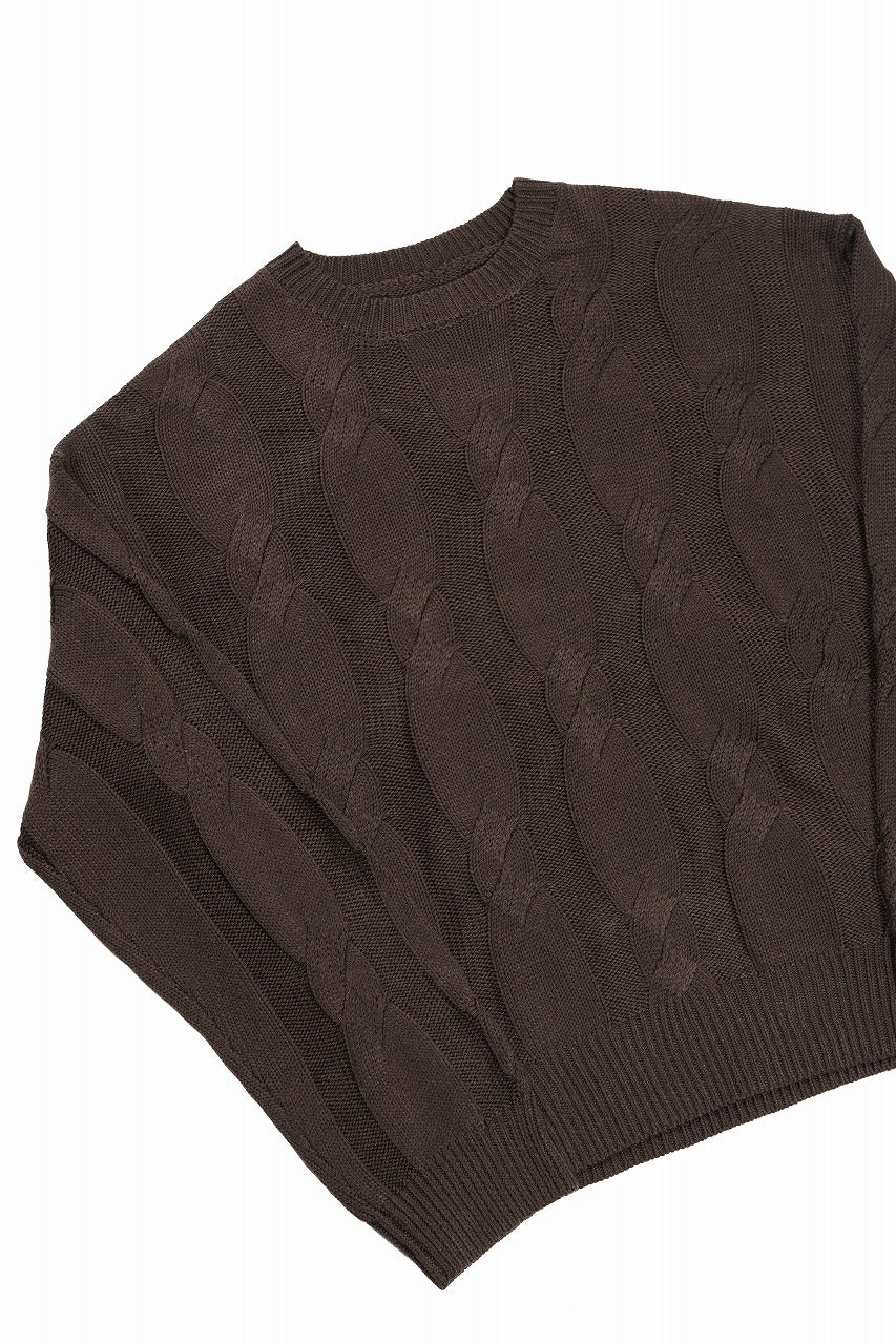 A.F ARTEFACT CABLE KNIT PULLOVER / RELAX FIT (BROWN) - Image 4