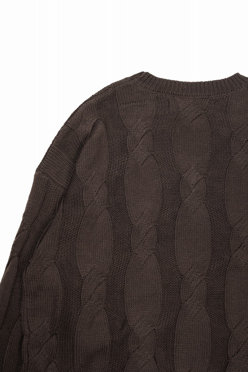 A.F ARTEFACT CABLE KNIT PULLOVER / RELAX FIT (BROWN) - Image 7