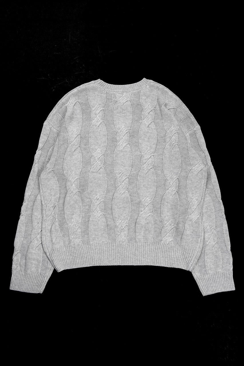 A.F ARTEFACT CABLE KNIT PULLOVER / RELAX FIT (LIGHT GREY) - Image 3