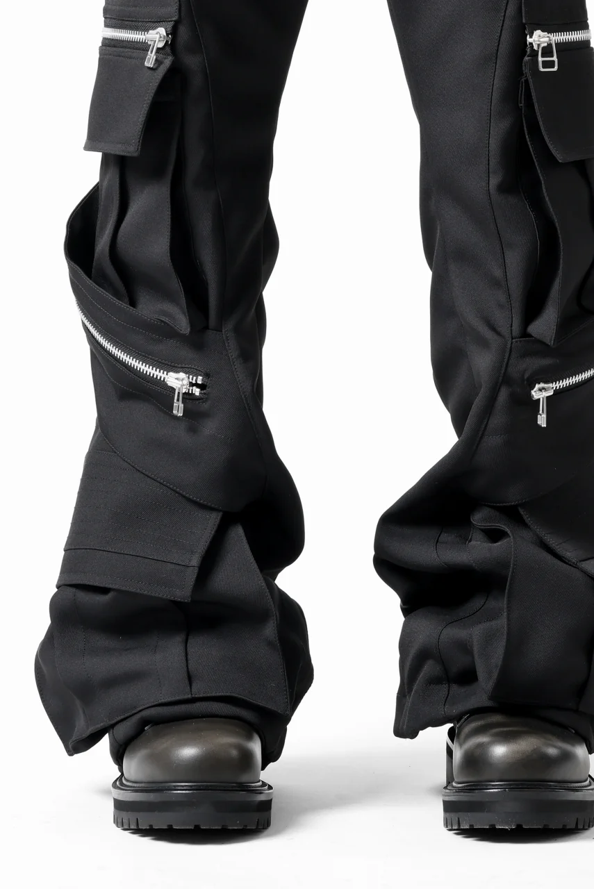 A.F ARTEFACT CARGO FLARE BAGGY PANTS / LUXE-TWILL (BLACK) - Image 39