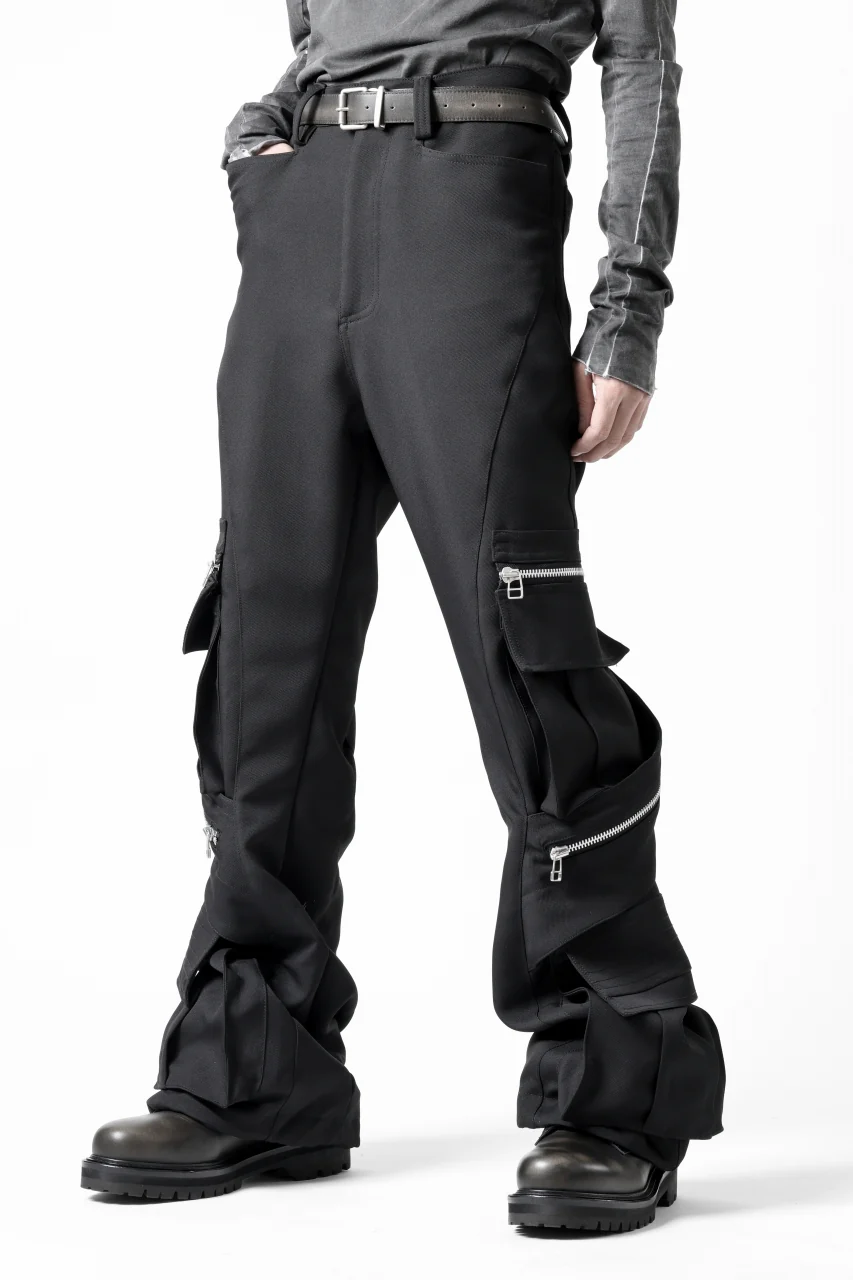 A.F ARTEFACT CARGO FLARE BAGGY PANTS / LUXE-TWILL (BLACK) - Image 6