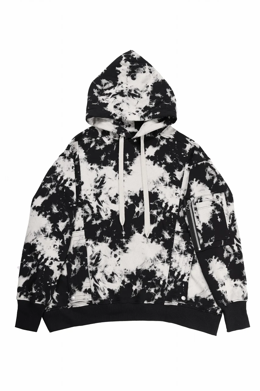A.F ARTEFACT CARGO HOODED TOPS / MOTTLED DYING (BLACK x IVORY) - Image 2