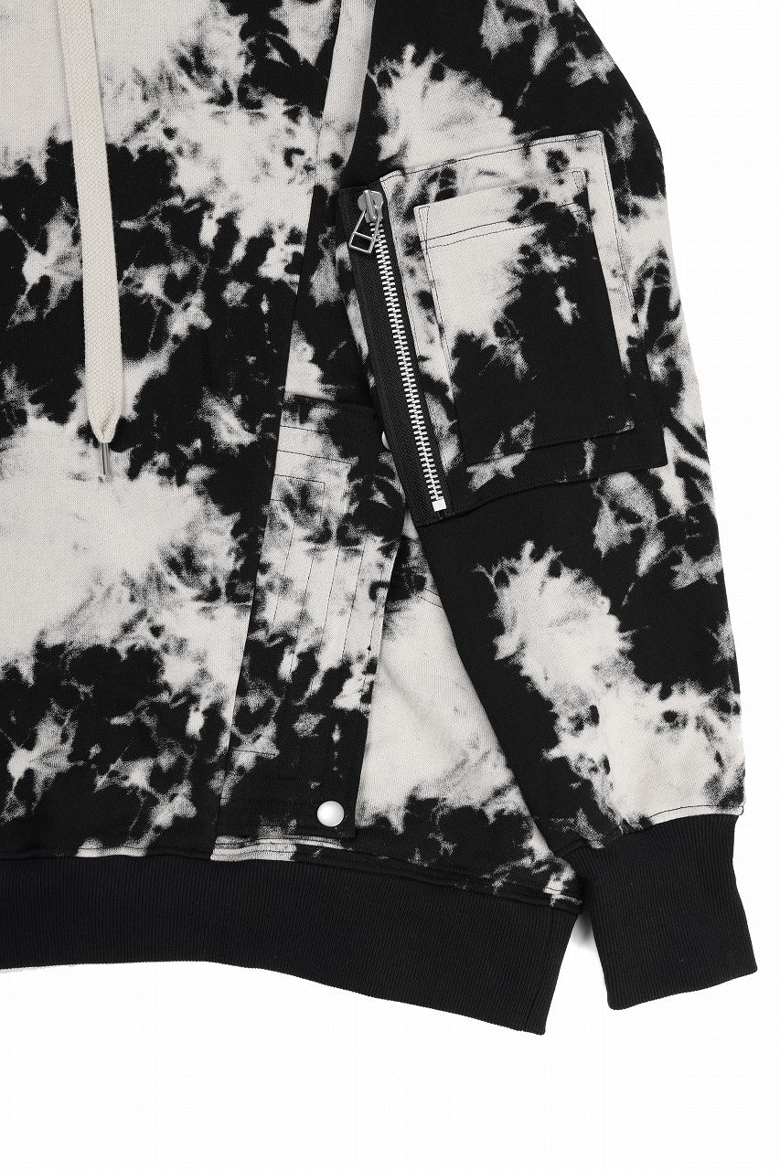 A.F ARTEFACT CARGO HOODED TOPS / MOTTLED DYING (BLACK x IVORY) - Image 6