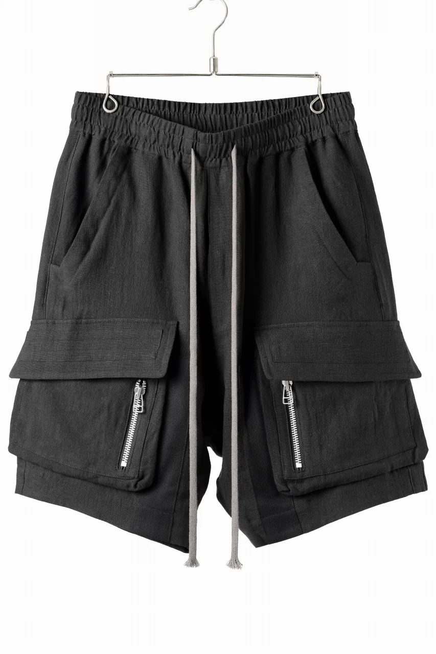 A.F ARTEFACT CARGO POCKET SAROUEL SHORTS / NATURAL LINEN (BLACK)