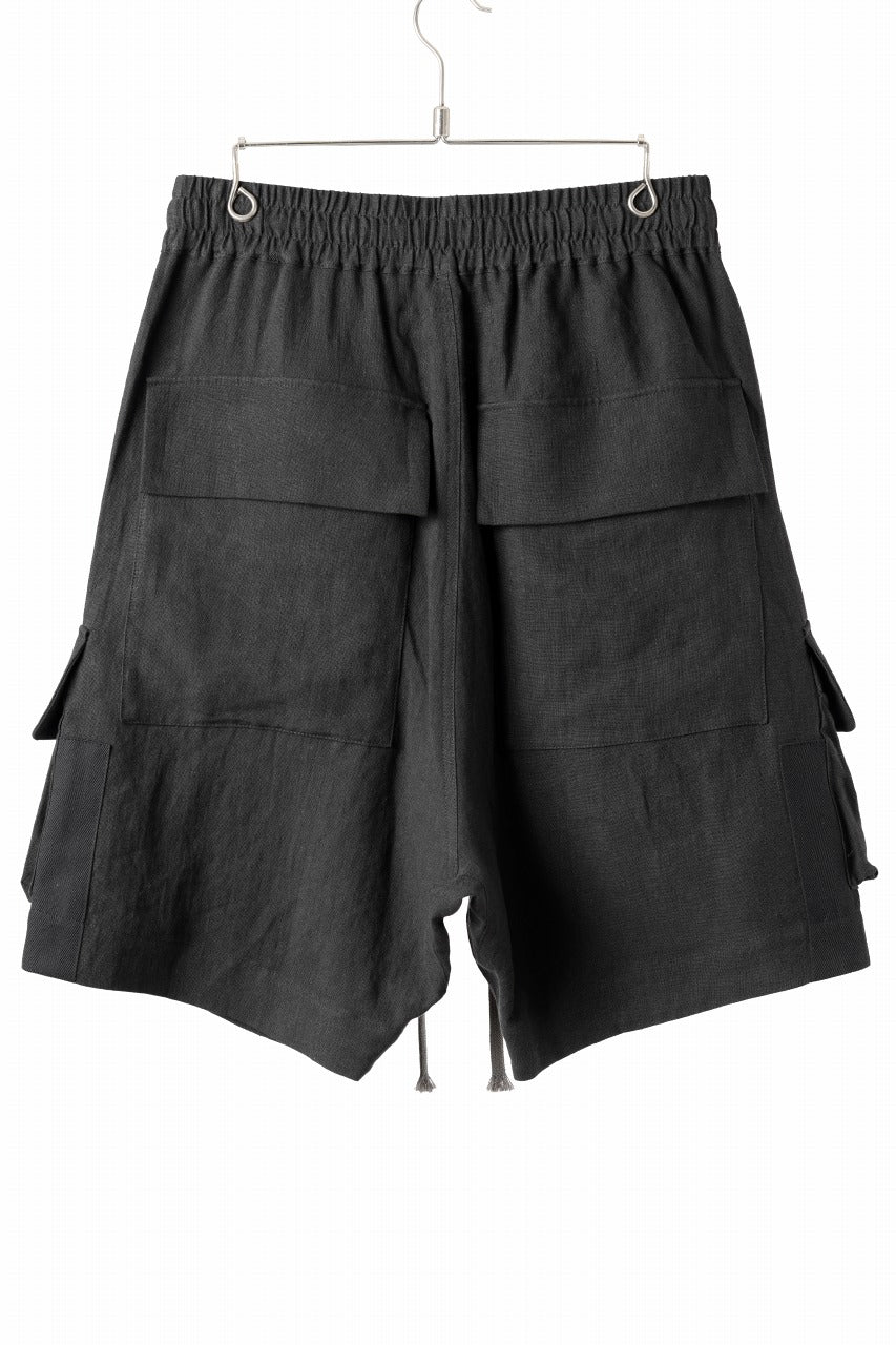 A.F ARTEFACT CARGO POCKET SAROUEL SHORTS / NATURAL LINEN (BLACK) - Image 3
