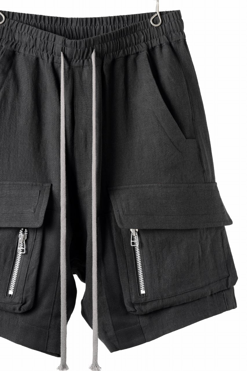A.F ARTEFACT CARGO POCKET SAROUEL SHORTS / NATURAL LINEN (BLACK) - Image 4