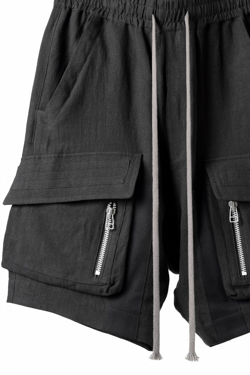 A.F ARTEFACT CARGO POCKET SAROUEL SHORTS / NATURAL LINEN (BLACK) - Image 5