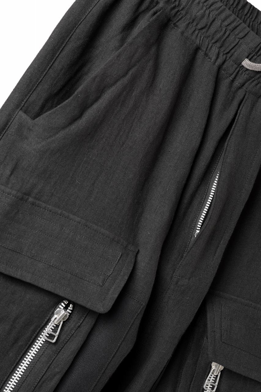 A.F ARTEFACT CARGO POCKET SAROUEL SHORTS / NATURAL LINEN (BLACK) - Image 8