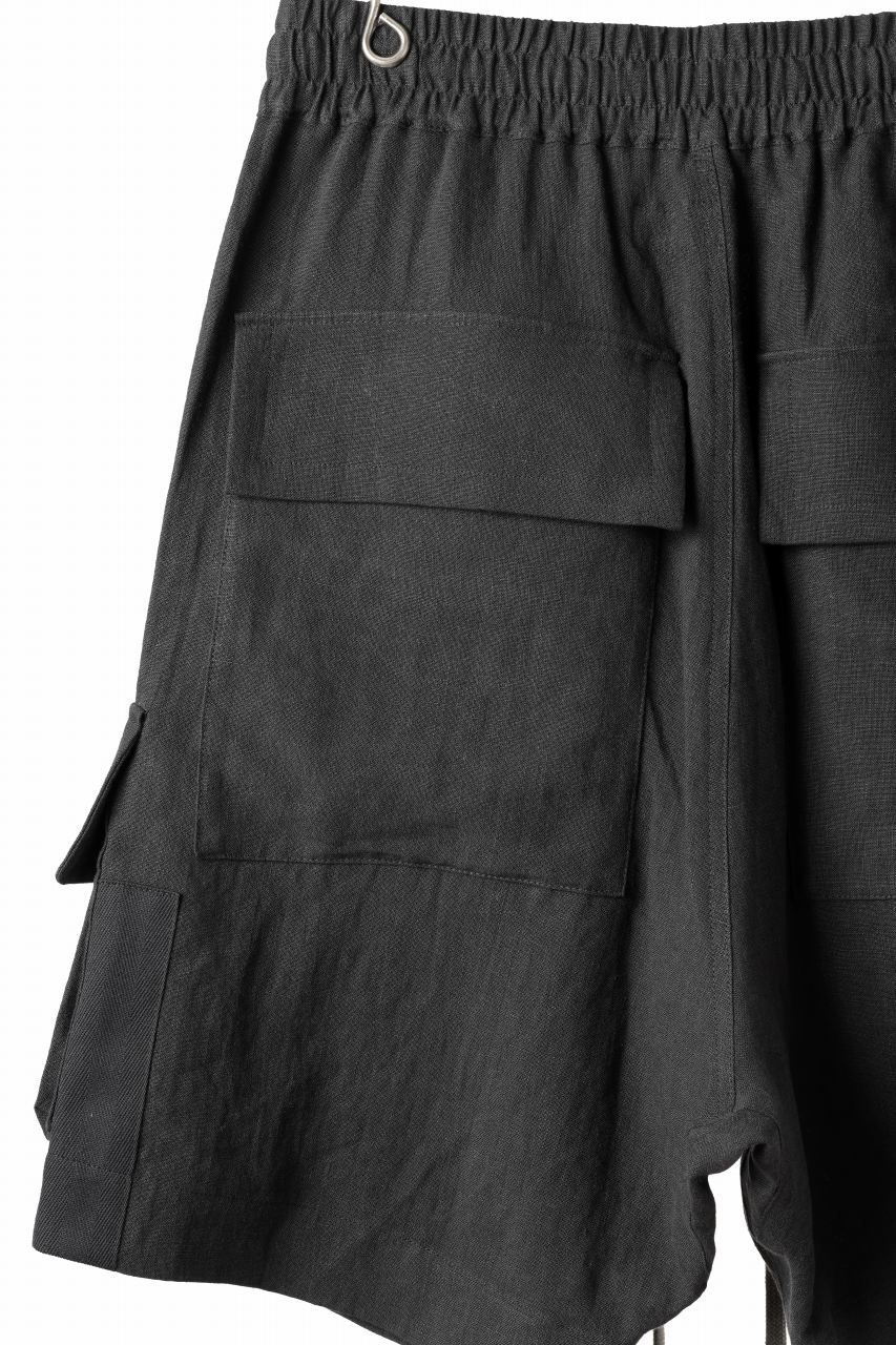 A.F ARTEFACT CARGO POCKET SAROUEL SHORTS / NATURAL LINEN (BLACK) - Image 9