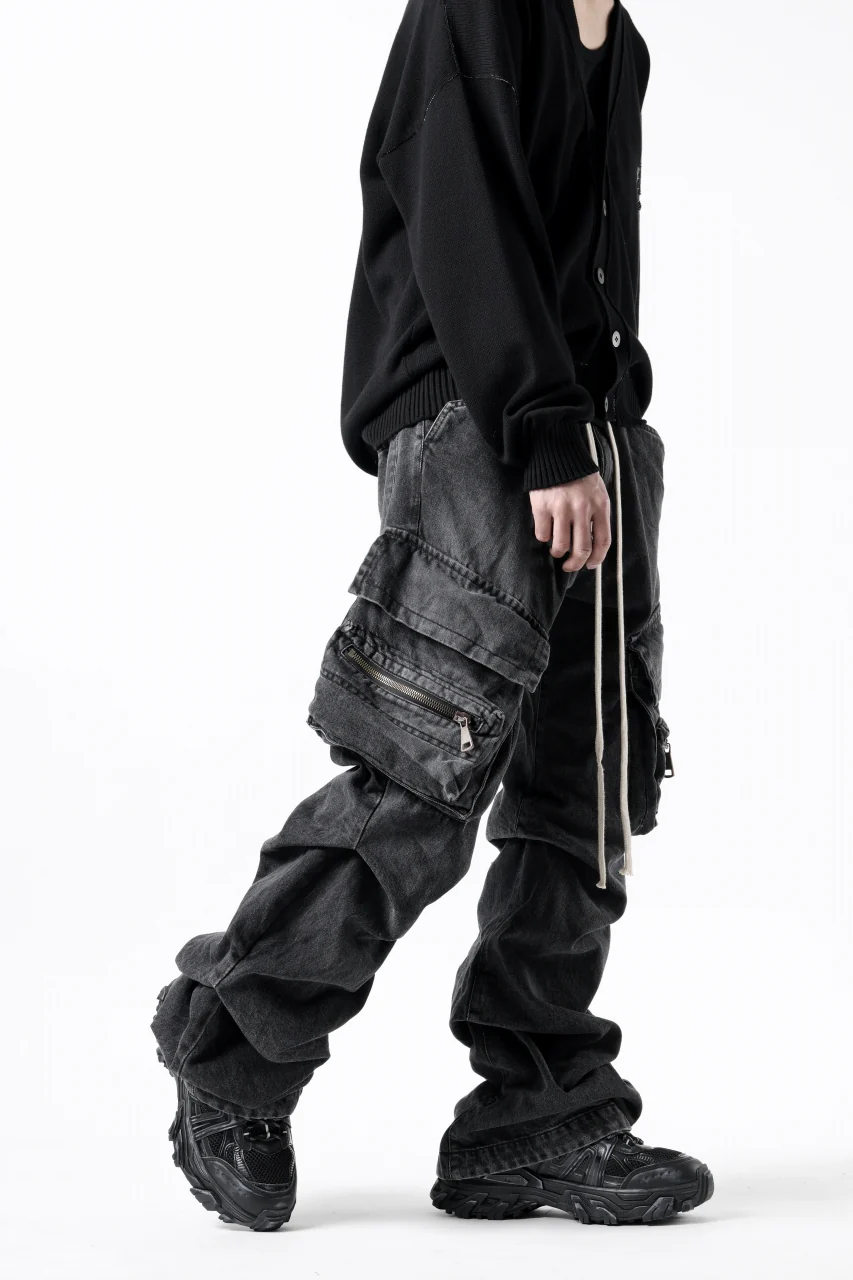 A.F ARTEFACT CARGO TUCK BAGGY PANTS / FADED DENIM (BLACK) - Image 10