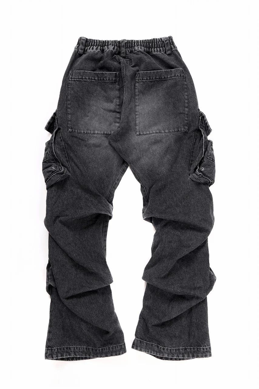 A.F ARTEFACT CARGO TUCK BAGGY PANTS / FADED DENIM (BLACK) - Image 11