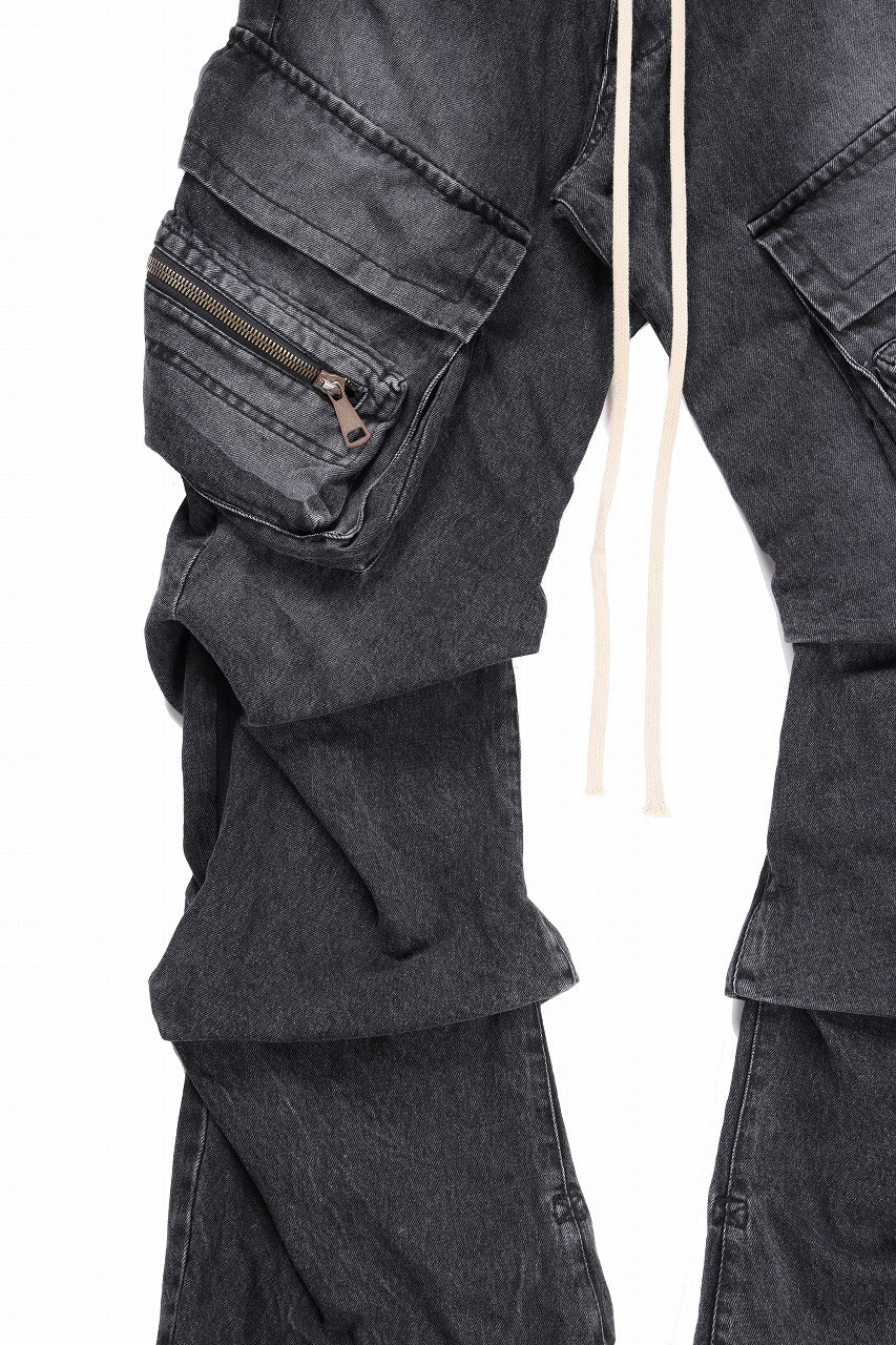 A.F ARTEFACT CARGO TUCK BAGGY PANTS / FADED DENIM (BLACK) - Image 12