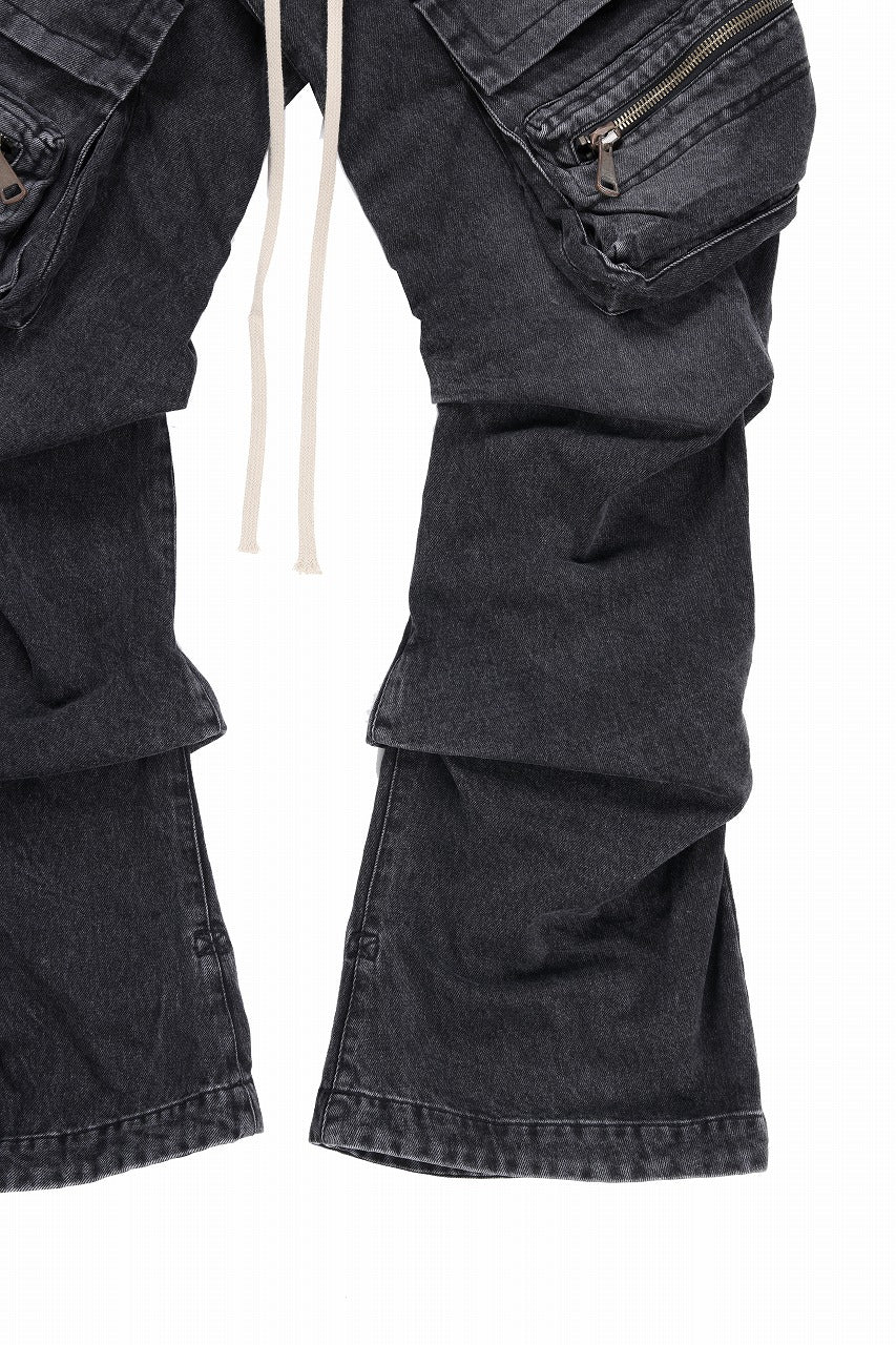 A.F ARTEFACT CARGO TUCK BAGGY PANTS / FADED DENIM (BLACK) - Image 13