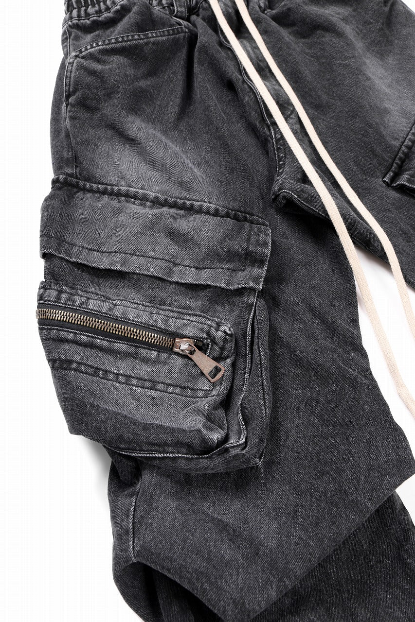 A.F ARTEFACT CARGO TUCK BAGGY PANTS / FADED DENIM (BLACK) - Image 14