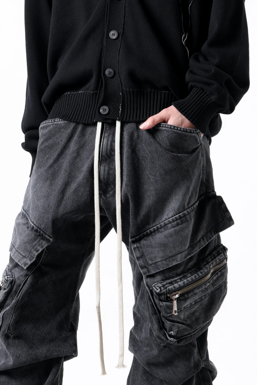 A.F ARTEFACT CARGO TUCK BAGGY PANTS / FADED DENIM (BLACK) - Image 19