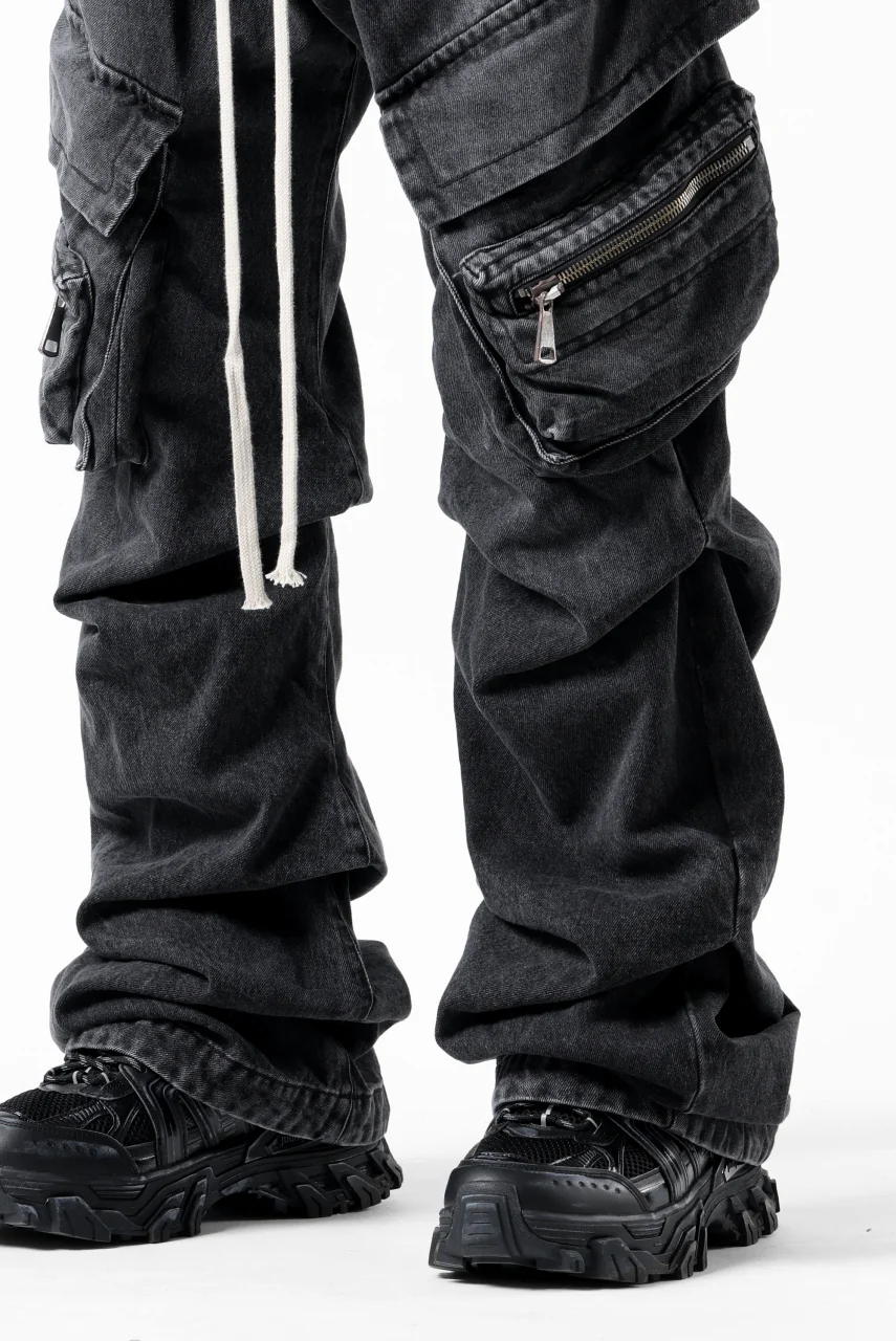 A.F ARTEFACT CARGO TUCK BAGGY PANTS / FADED DENIM (BLACK) - Image 22