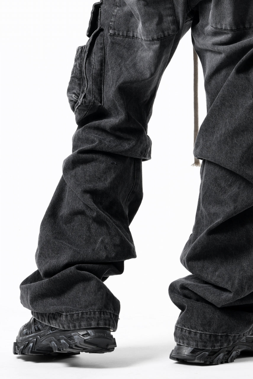 A.F ARTEFACT CARGO TUCK BAGGY PANTS / FADED DENIM (BLACK) - Image 25