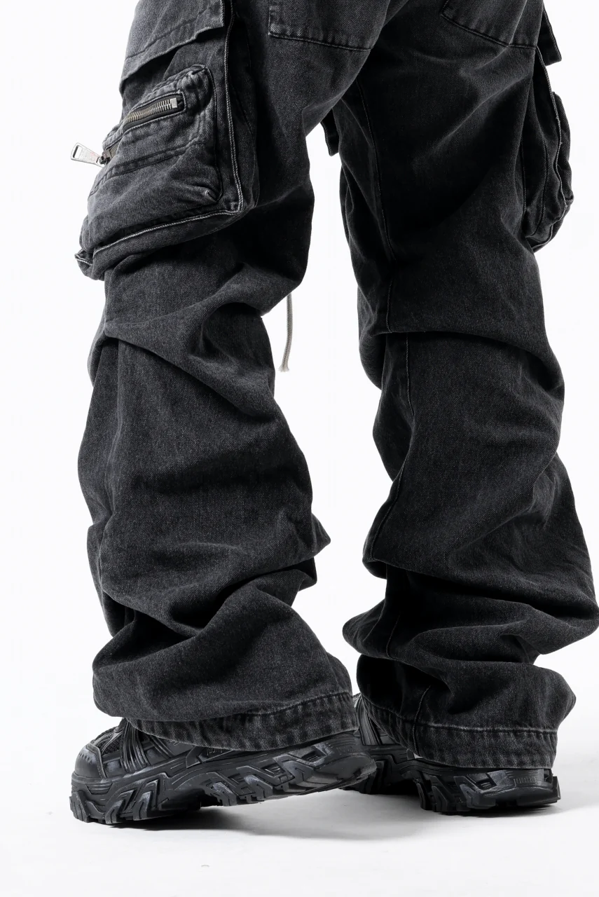 A.F ARTEFACT CARGO TUCK BAGGY PANTS / FADED DENIM (BLACK) - Image 26