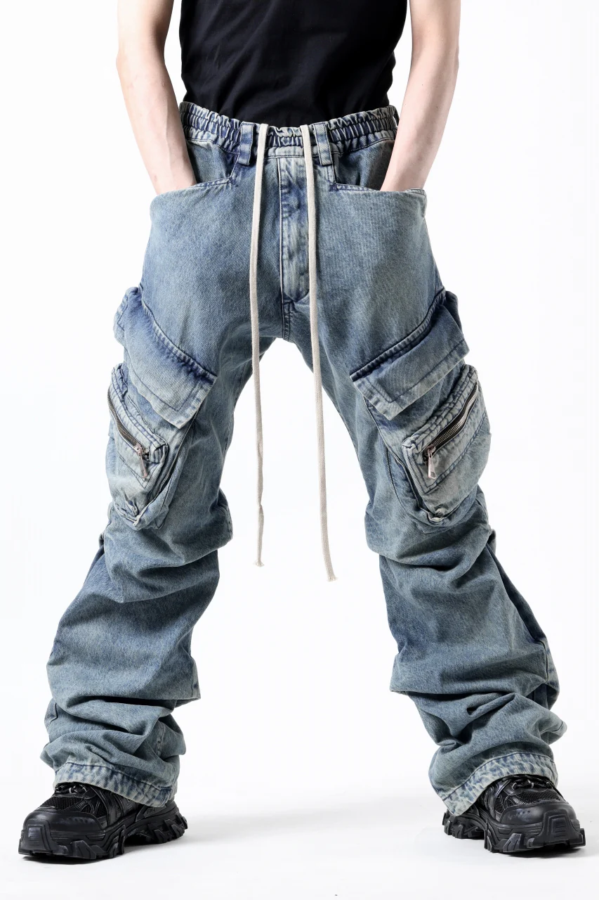 A.F ARTEFACT CARGO TUCK BAGGY PANTS / FADED DENIM (BLUE) - Image 2
