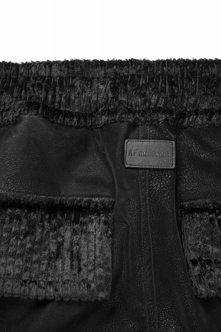 A.F ARTEFACT CARGO WIDE PANTS / SYNTHETIC LEATHER + VELOUR (BLACK) - Image 8