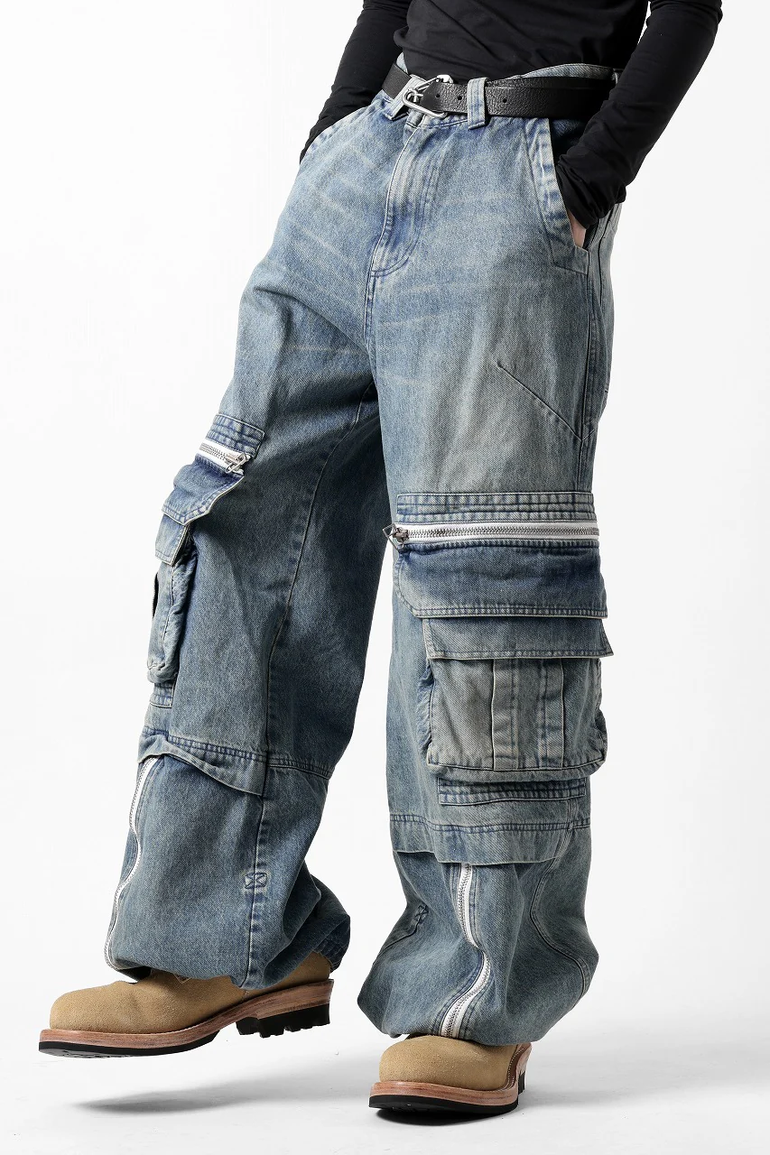 A.F ARTEFACT CARGO ZIP BAGGY PANTS / FADED DENIM (INDIGO) - Image 13