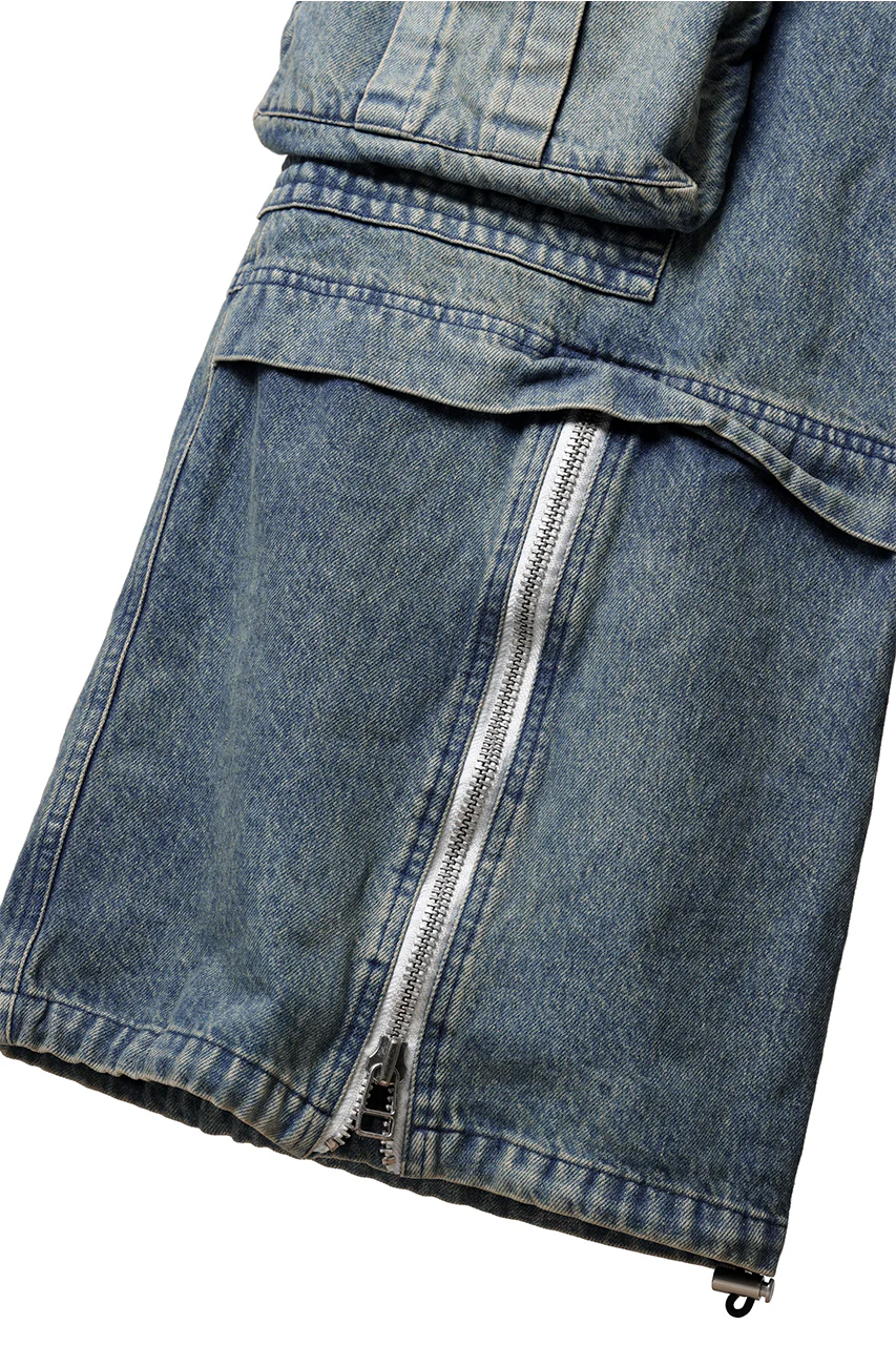 A.F ARTEFACT CARGO ZIP BAGGY PANTS / FADED DENIM (INDIGO) - Image 21