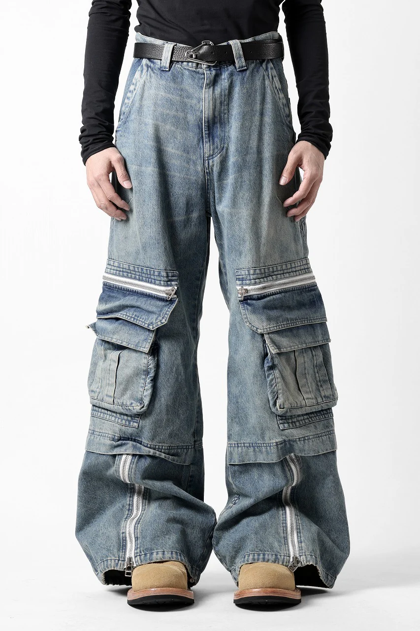 A.F ARTEFACT CARGO ZIP BAGGY PANTS / FADED DENIM (INDIGO) - Image 5