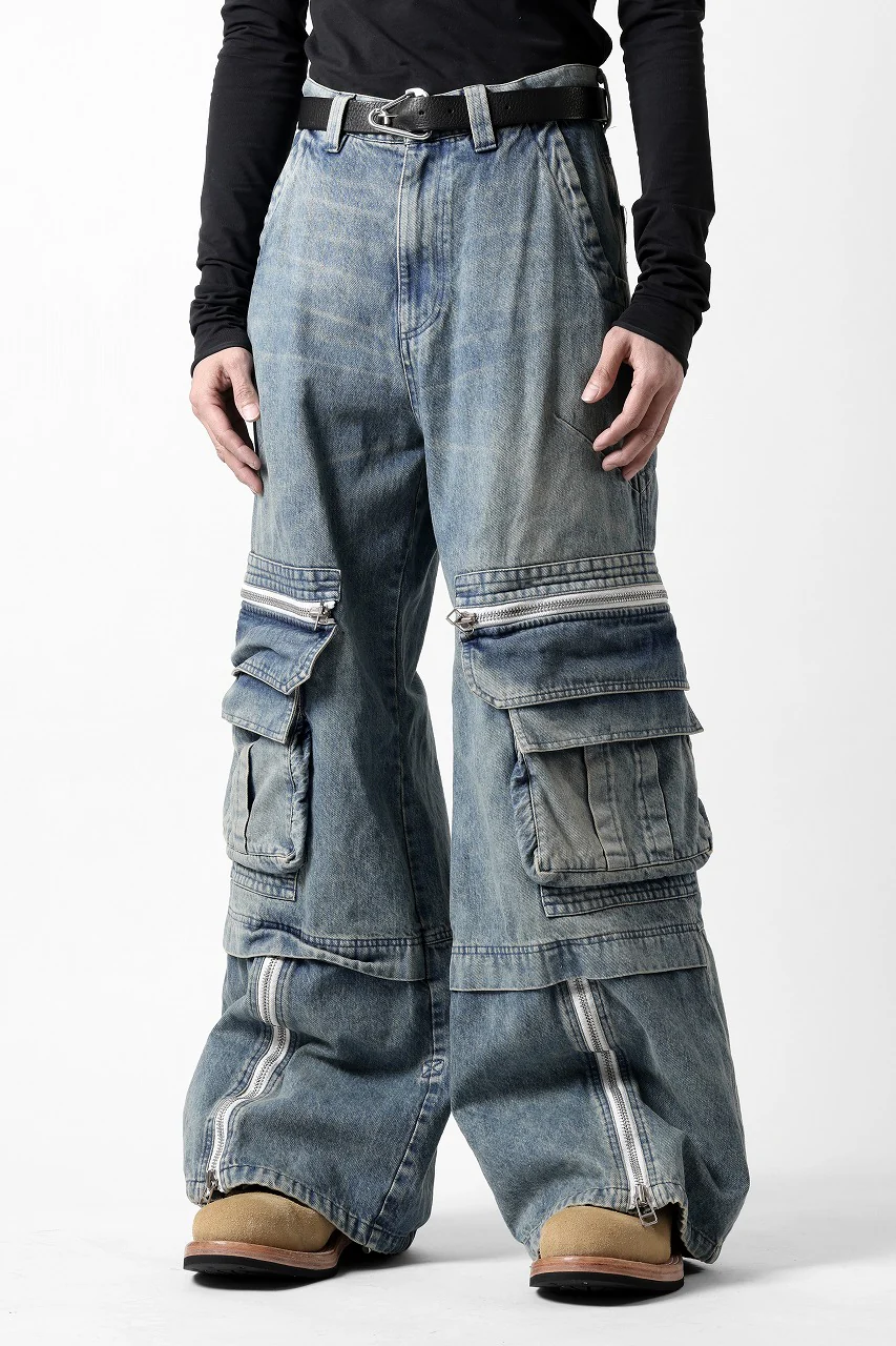 A.F ARTEFACT CARGO ZIP BAGGY PANTS / FADED DENIM (INDIGO) - Image 6