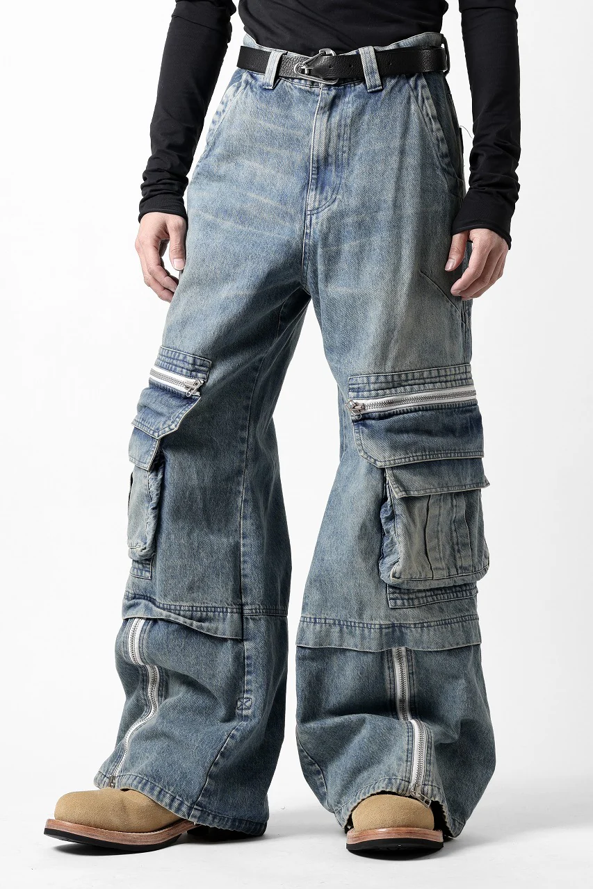 A.F ARTEFACT CARGO ZIP BAGGY PANTS / FADED DENIM (INDIGO) - Image 8