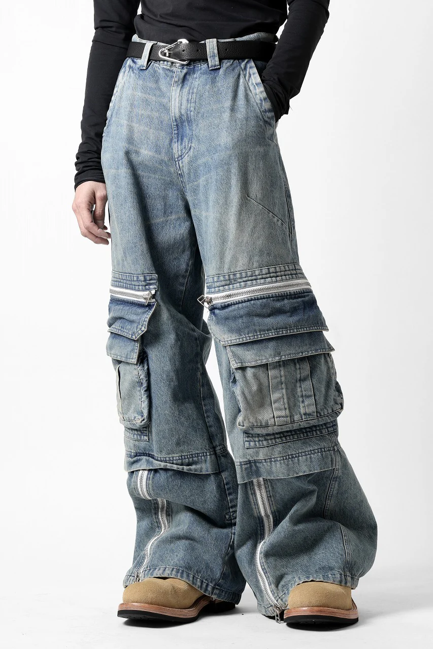 A.F ARTEFACT CARGO ZIP BAGGY PANTS / FADED DENIM (INDIGO) - Image 9