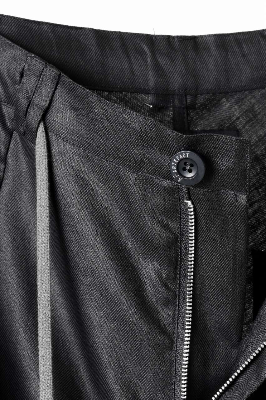 A.F ARTEFACT CURVED LONG PANTS / LINEN TWILL (BLACK) - Image 9