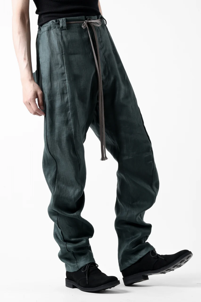 A.F ARTEFACT CURVED LONG PANTS / LINEN TWILL (GREEN) - Image 10