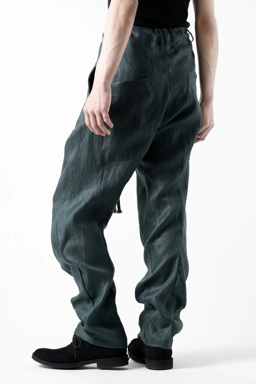 A.F ARTEFACT CURVED LONG PANTS / LINEN TWILL (GREEN) - Image 11