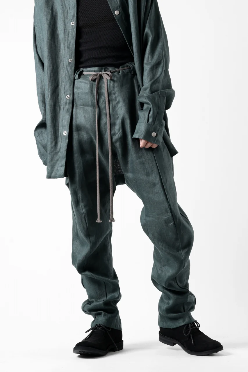 A.F ARTEFACT CURVED LONG PANTS / LINEN TWILL (GREEN) - Image 12