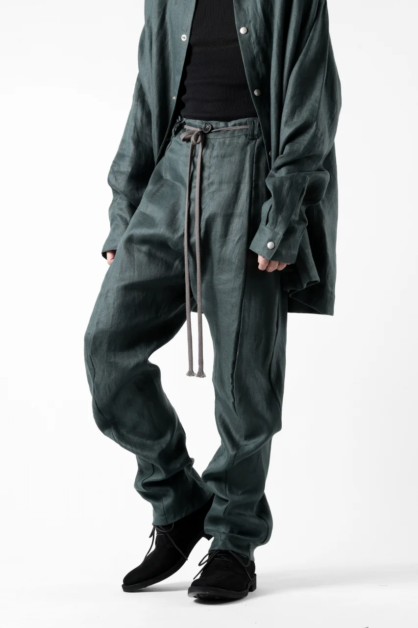 A.F ARTEFACT CURVED LONG PANTS / LINEN TWILL (GREEN) - Image 14