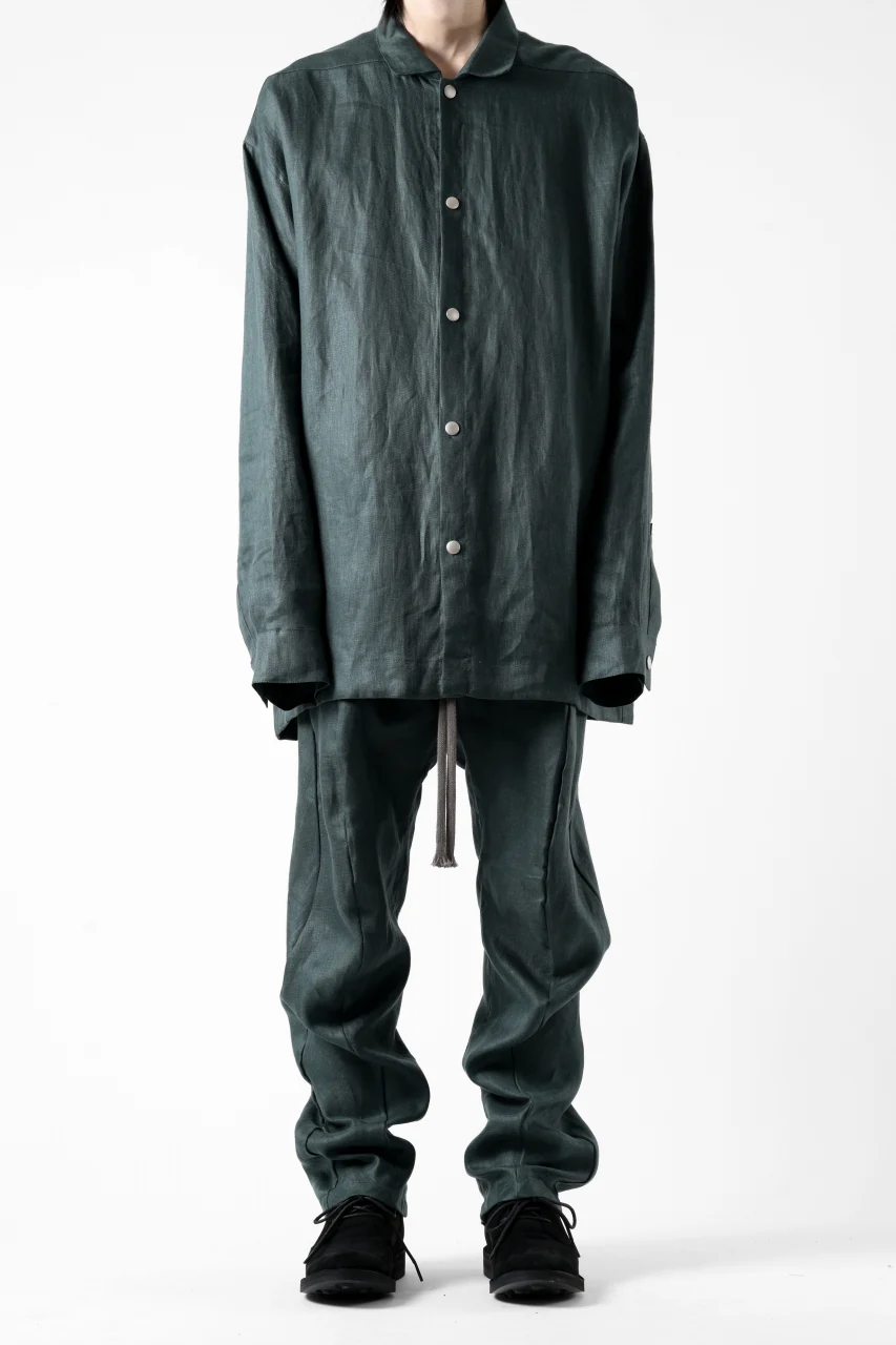 A.F ARTEFACT CURVED LONG PANTS / LINEN TWILL (GREEN) - Image 15