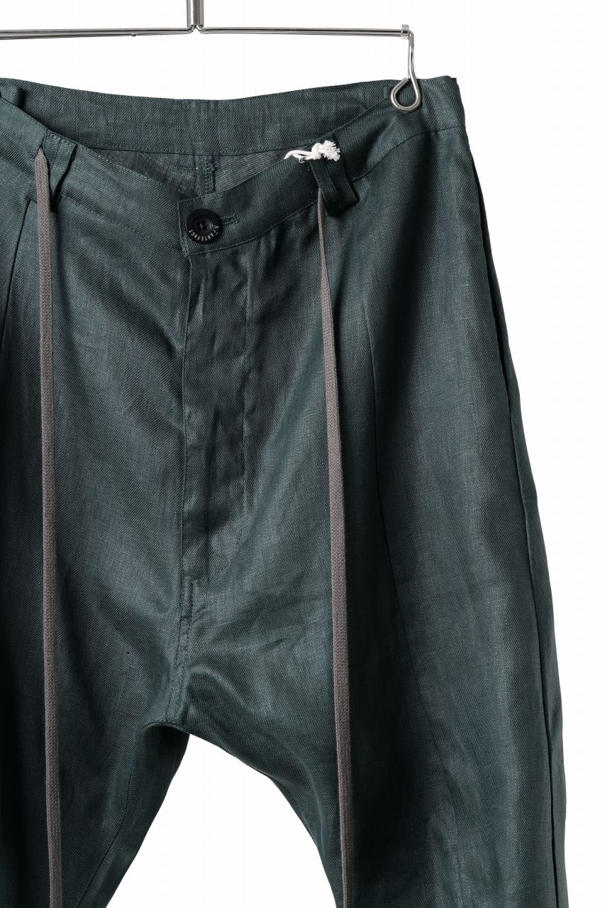 A.F ARTEFACT CURVED LONG PANTS / LINEN TWILL (GREEN) - Image 19