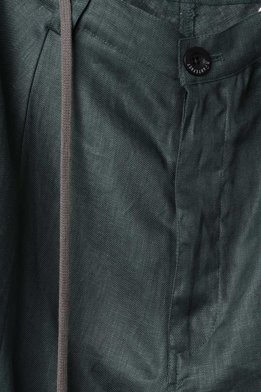 A.F ARTEFACT CURVED LONG PANTS / LINEN TWILL (GREEN) - Image 22