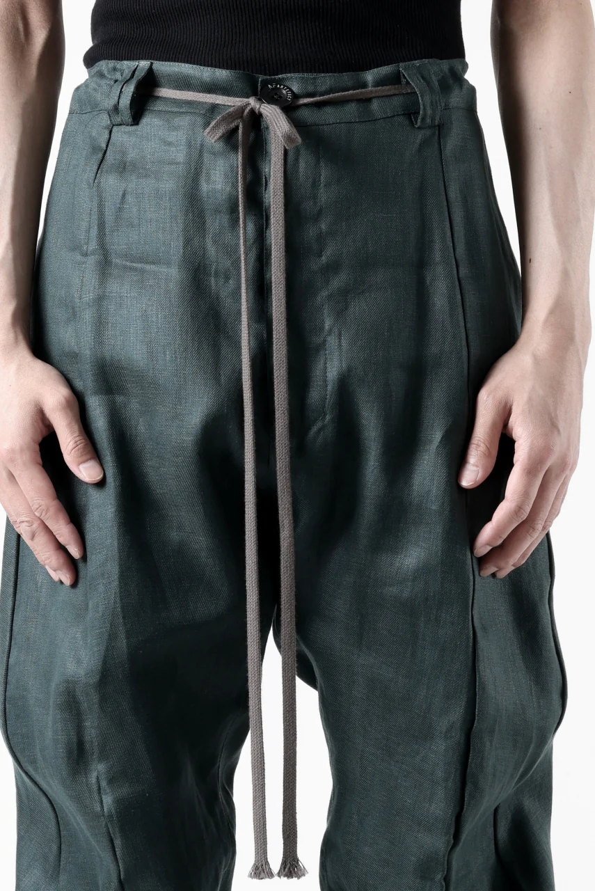 A.F ARTEFACT CURVED LONG PANTS / LINEN TWILL (GREEN) - Image 28
