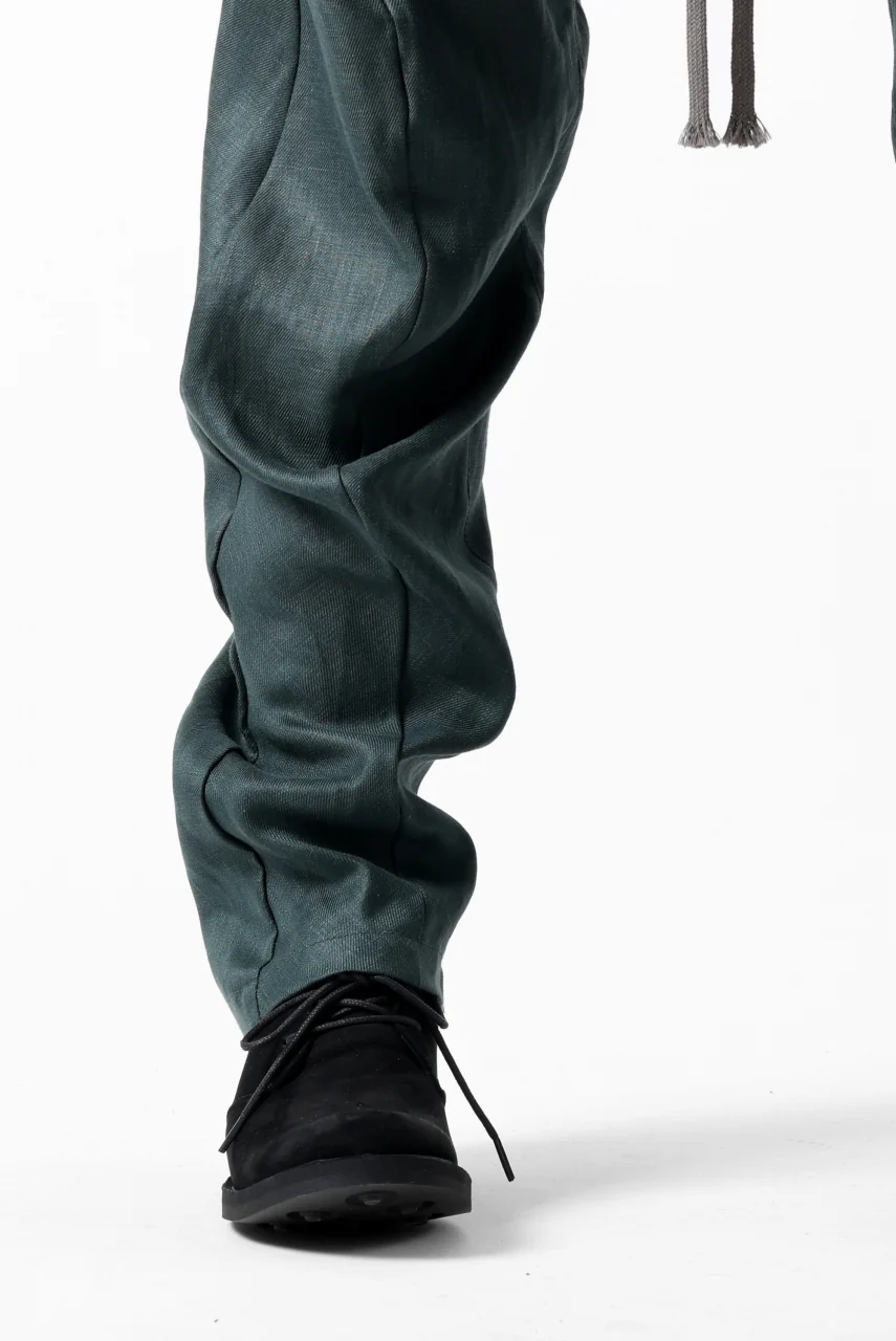 A.F ARTEFACT CURVED LONG PANTS / LINEN TWILL (GREEN) - Image 30