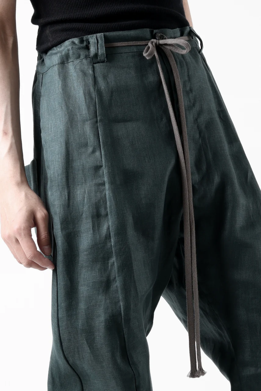 A.F ARTEFACT CURVED LONG PANTS / LINEN TWILL (GREEN) - Image 32
