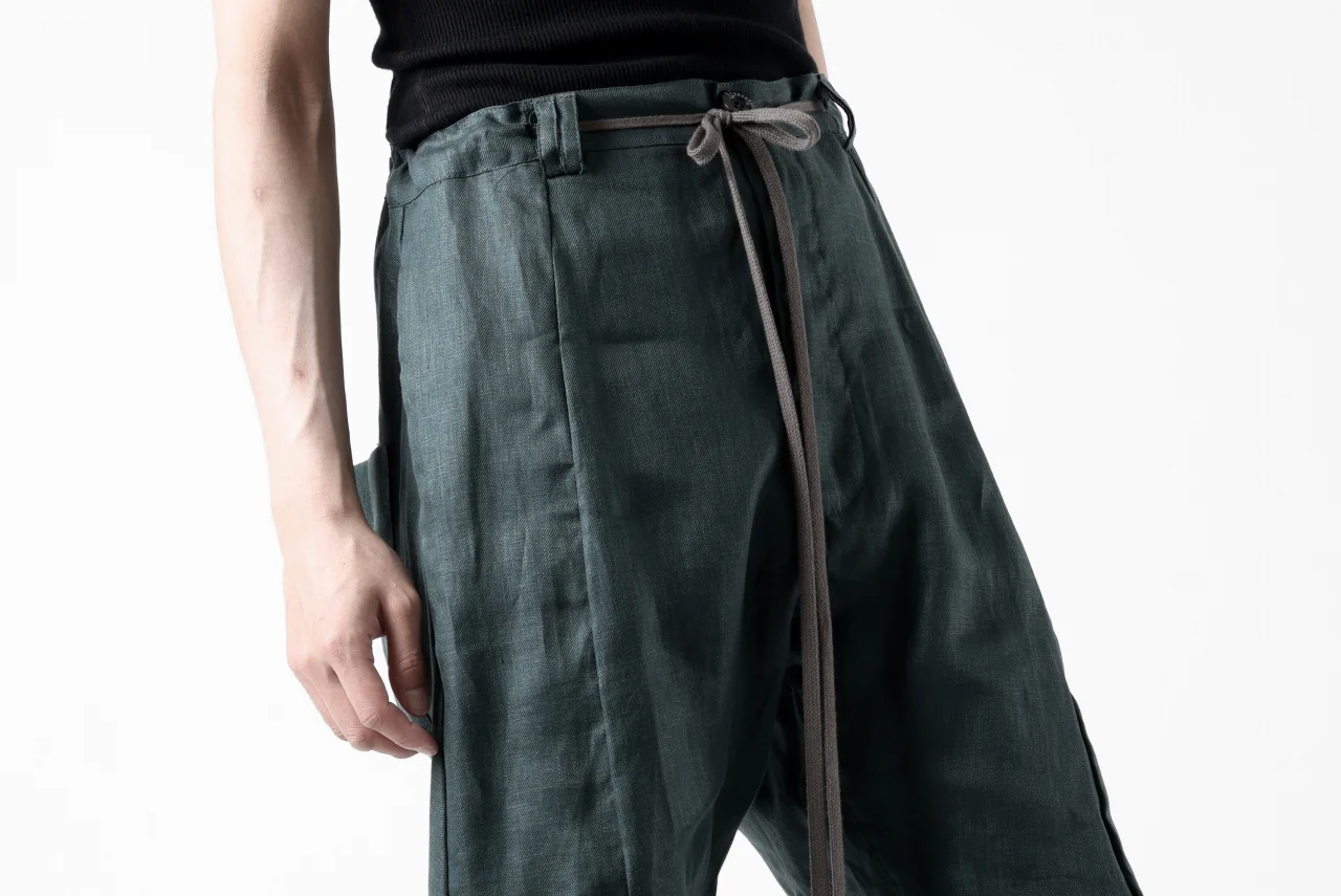 A.F ARTEFACT CURVED LONG PANTS / LINEN TWILL (GREEN) - Image 38