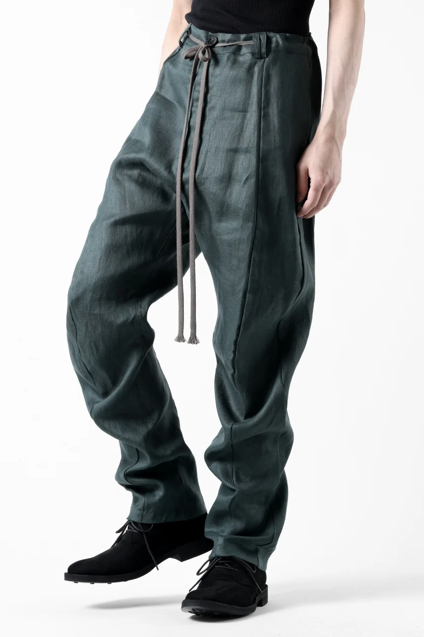 A.F ARTEFACT CURVED LONG PANTS / LINEN TWILL (GREEN) - Image 8