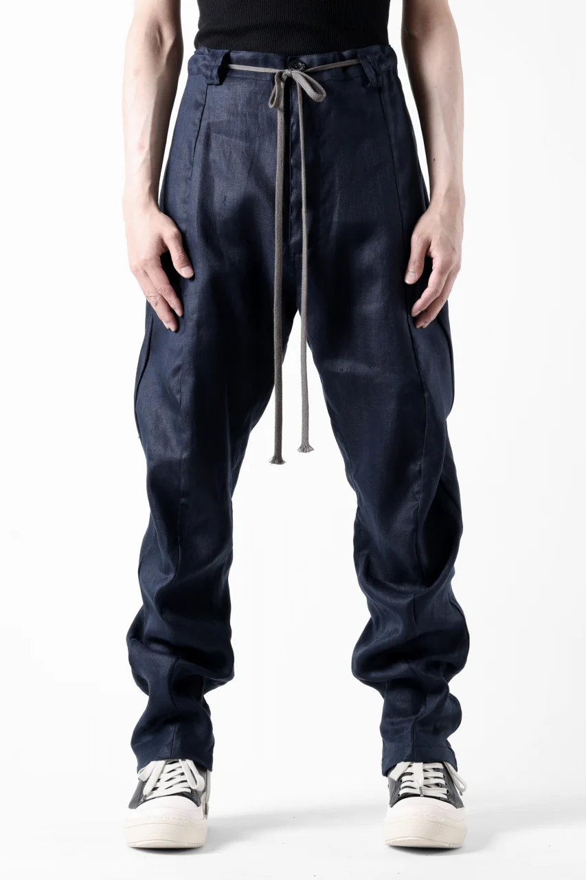 A.F ARTEFACT CURVED LONG PANTS / LINEN TWILL (NAVY) - Image 2