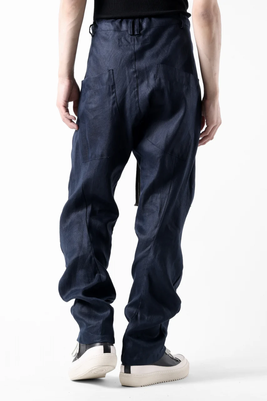 A.F ARTEFACT CURVED LONG PANTS / LINEN TWILL (NAVY) - Image 4