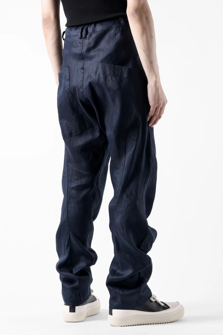 A.F ARTEFACT CURVED LONG PANTS / LINEN TWILL (NAVY) - Image 7