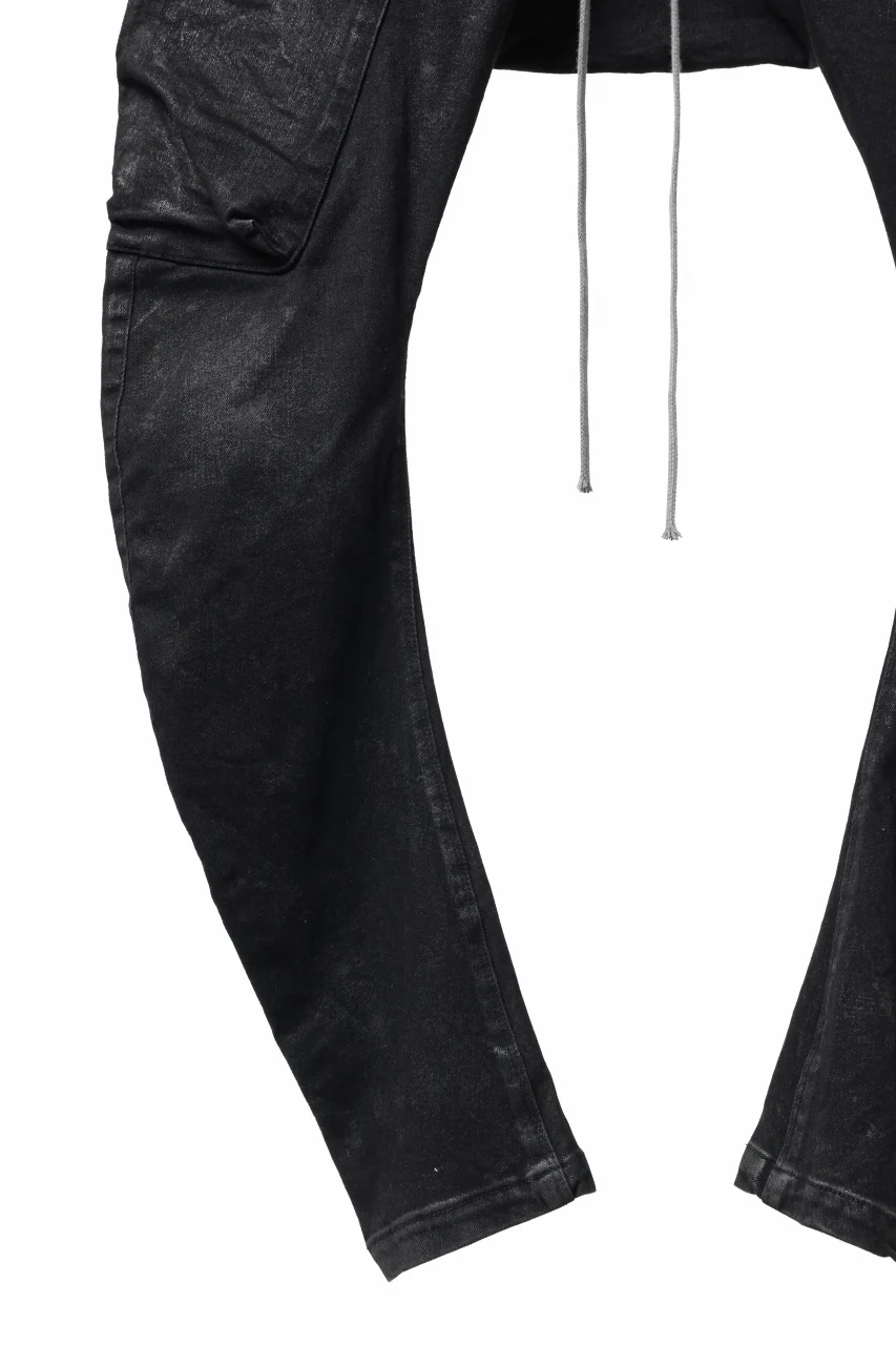 A.F ARTEFACT COATED CARGO SARROUEL-SKINNY PANTS / HI-STRETCH DENIM (BLACK) - Image 6